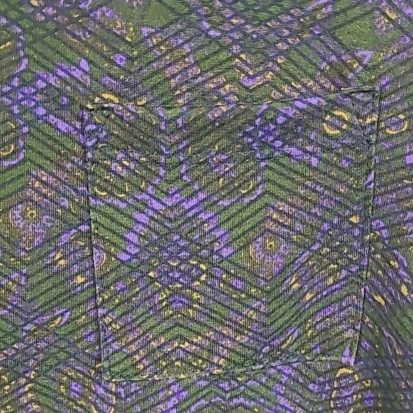 LuLaRoe Carly Dress XS (2/4) Green Diamonds Soft Knit Swing Midi Pocket Hi-Low - Picture 4 of 9